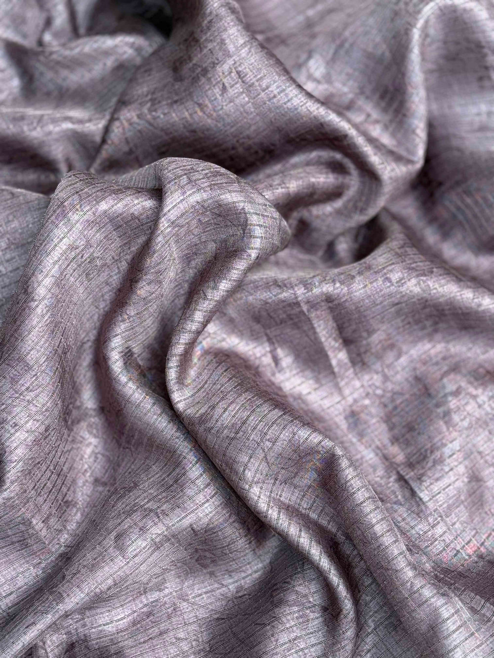 Purple Tussar Chex Floral Saree