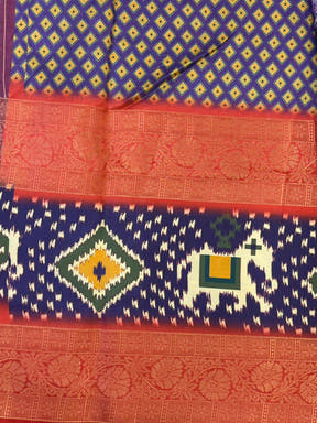 Artistic Royal Purple Floral Silk Saree


