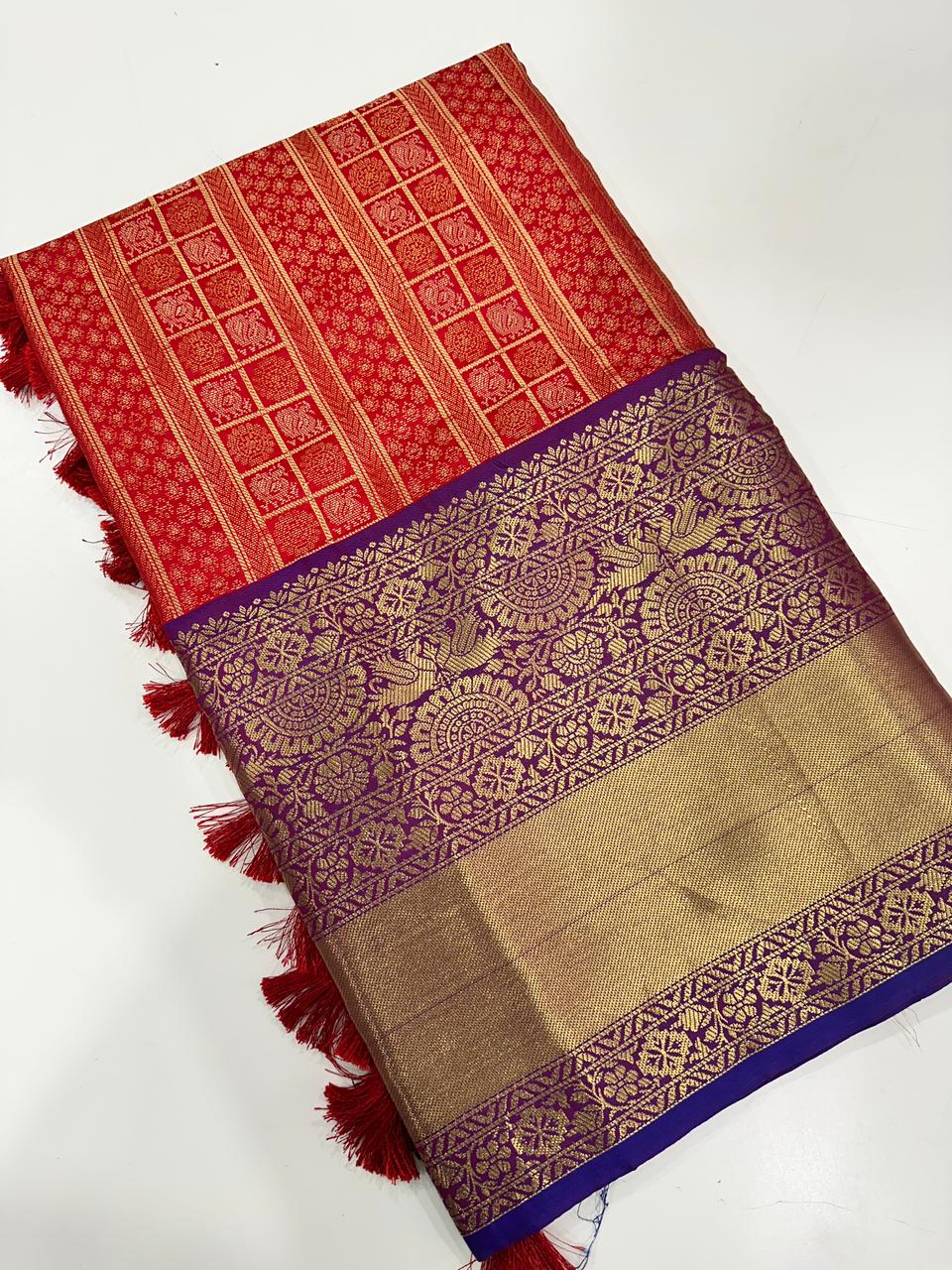 Banarasi Woven Design Saree With Zari Border