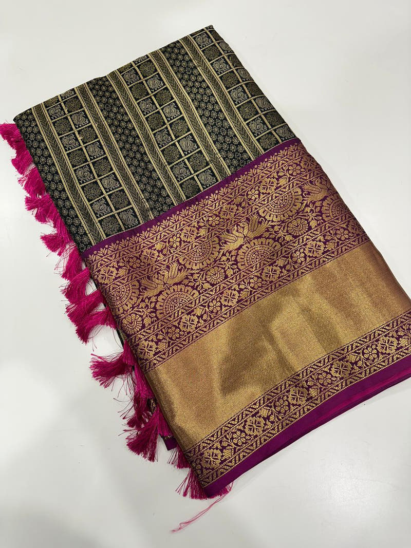 Banarasi Woven Design Saree With Zari Border