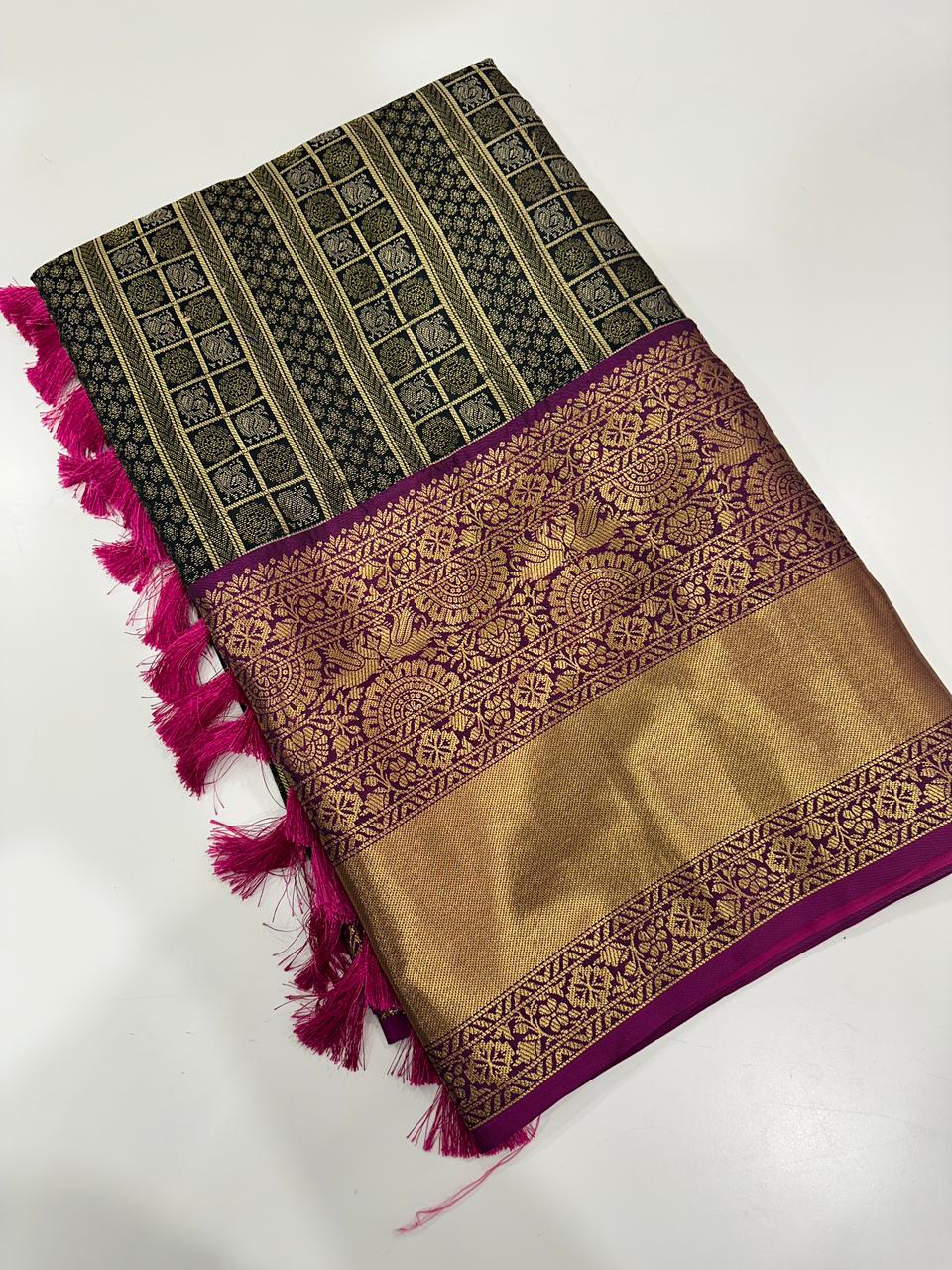 Banarasi Woven Design Saree With Zari Border