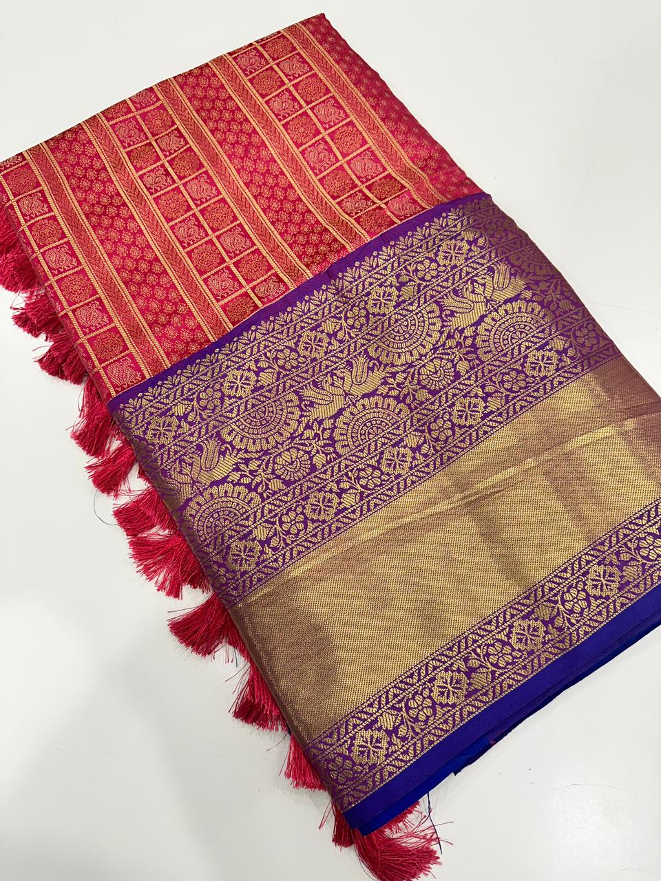 Banarasi Woven Design Saree With Zari Border