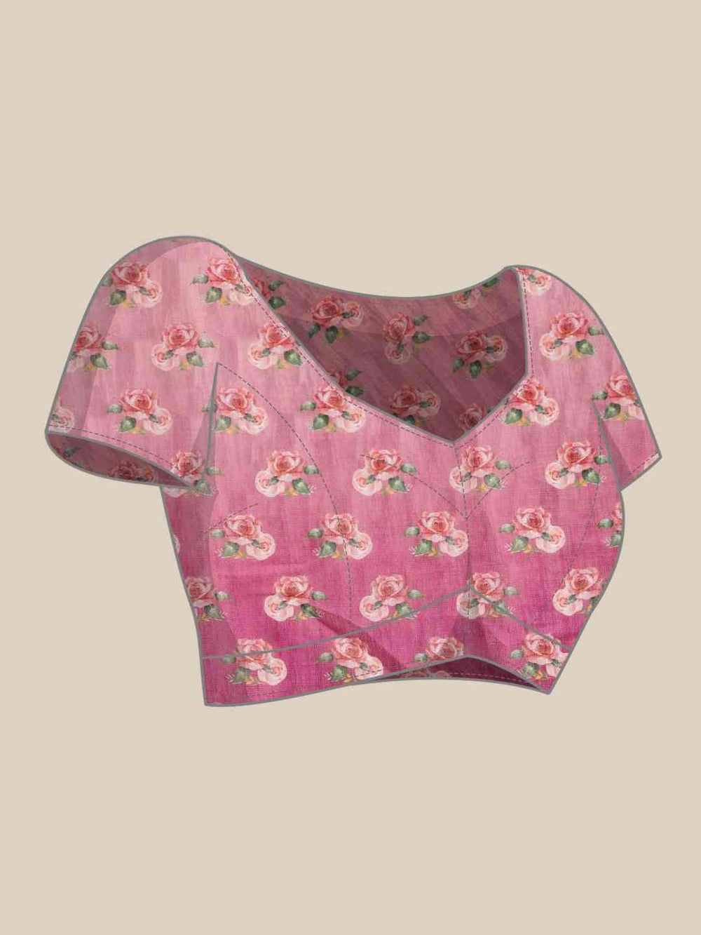 Beautiful Linen Floral Printed Ikat Saree 