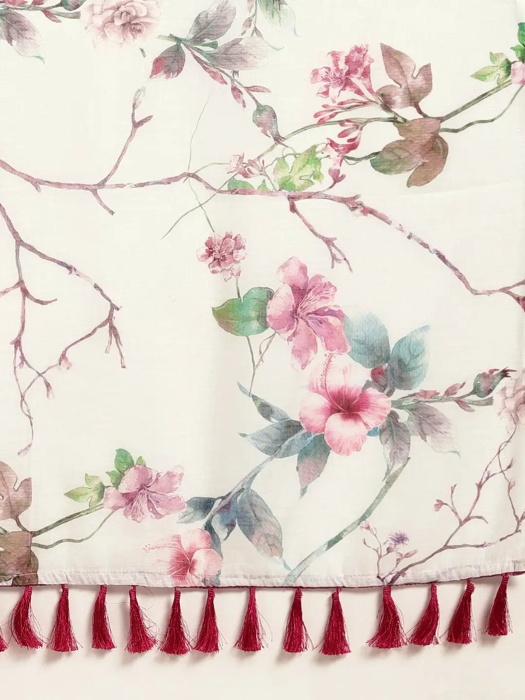  Beautiful Linen Saree With Floral Printed