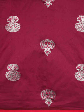 Wine Colour Pure Banarasi Zari Silk Saree with Ethnic Motifs