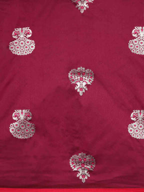 Wine Colour Pure Banarasi Zari Silk Saree with Ethnic Motifs