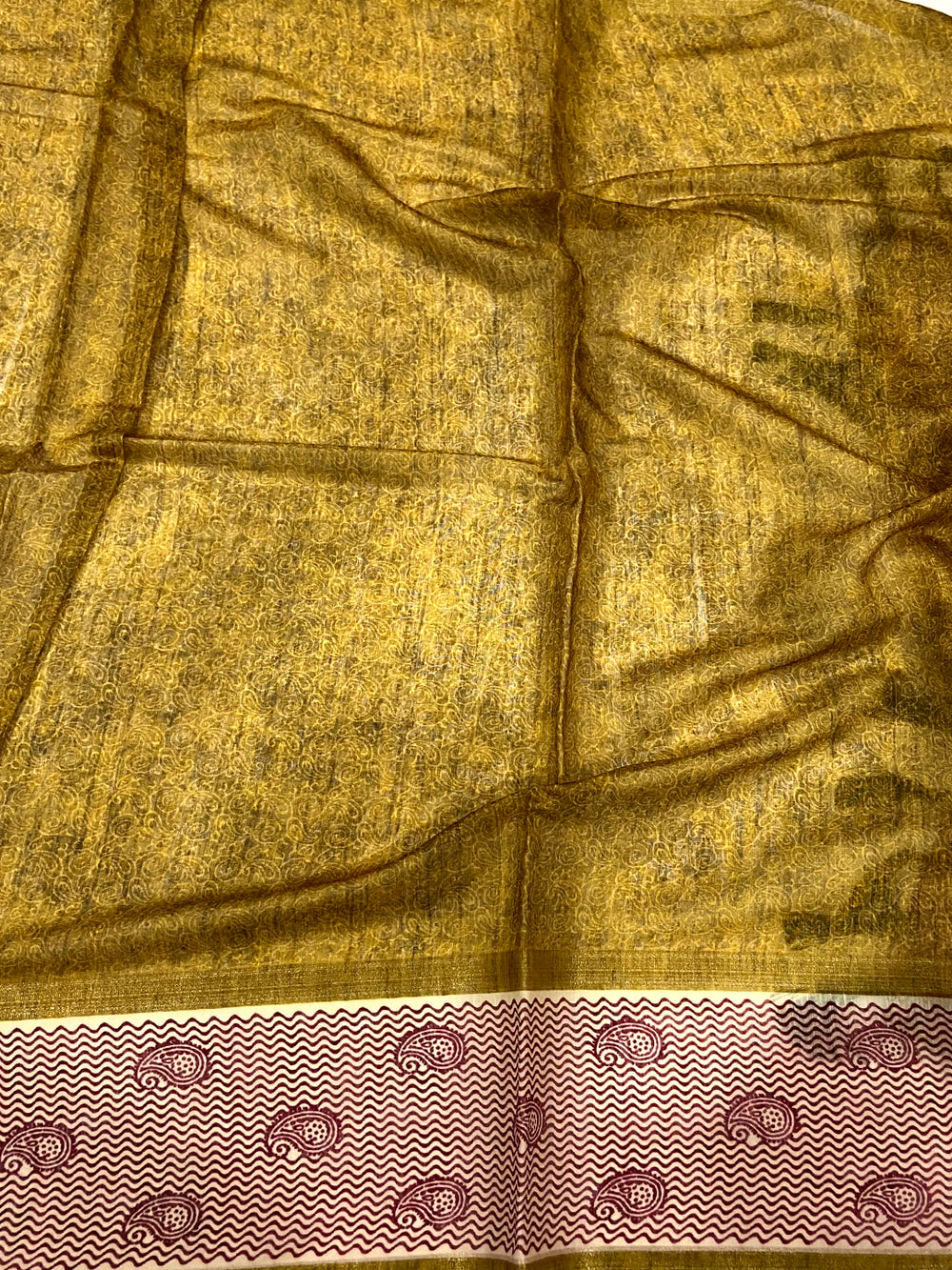 Yellow Chanderi Pichwai Digital Print Saree