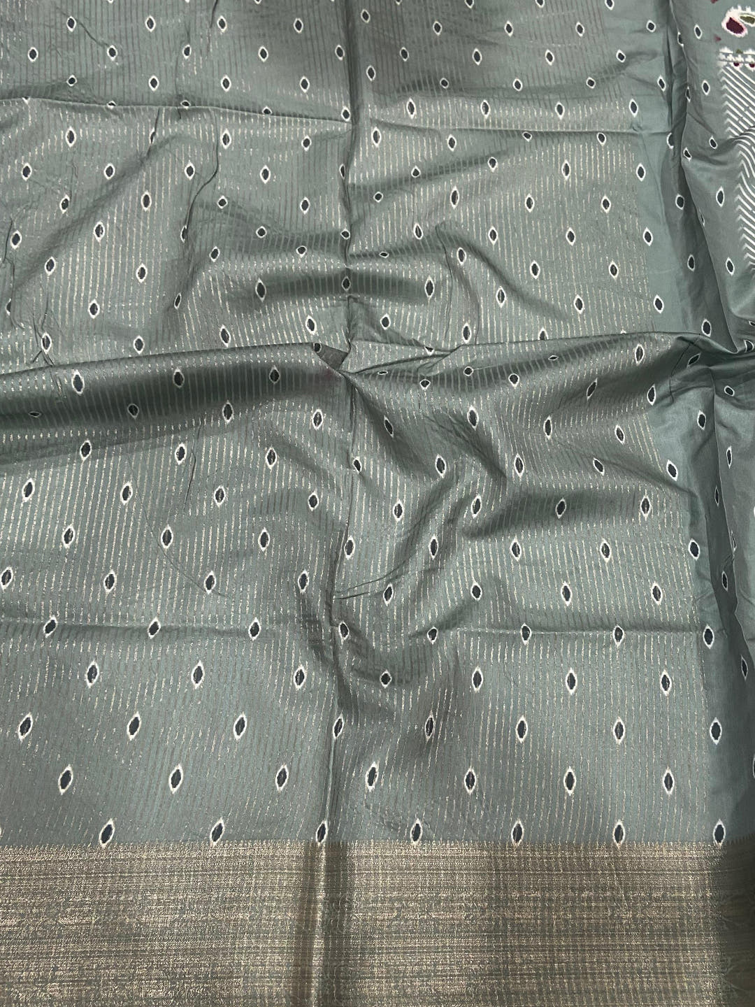 Light Blue Zig Zag Kalamkari Kanchi Silk Saree