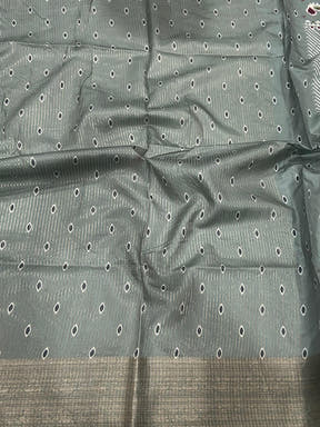 Light Blue Zig Zag Kalamkari Kanchi Silk Saree