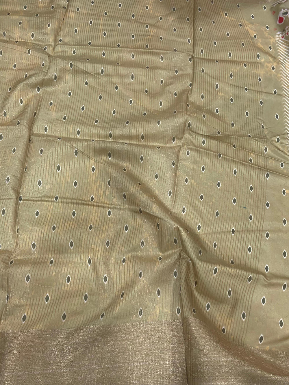 Olive Zig Zag Kalamkari Kanchi Silk Saree