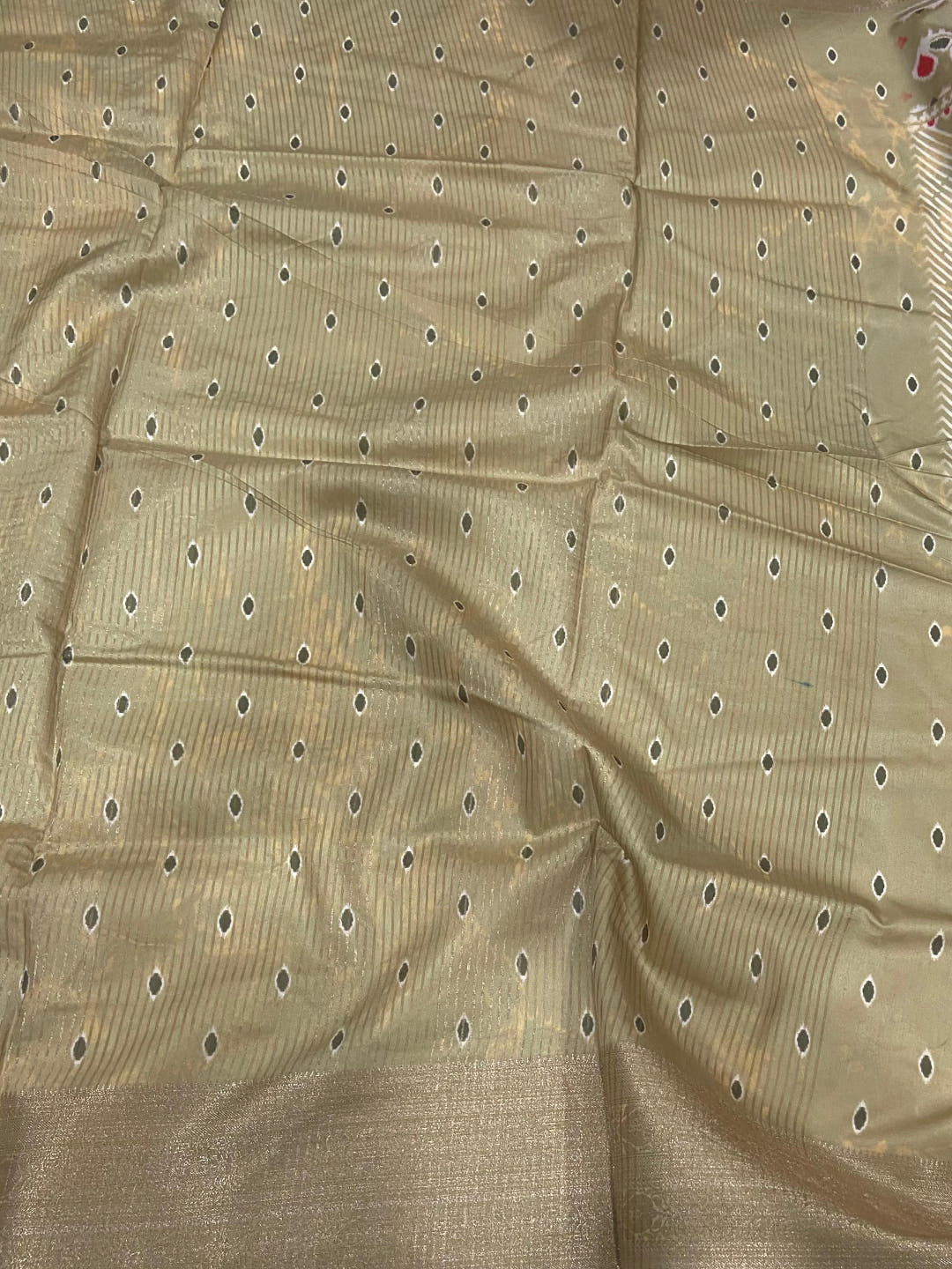 Olive Zig Zag Kalamkari Kanchi Silk Saree