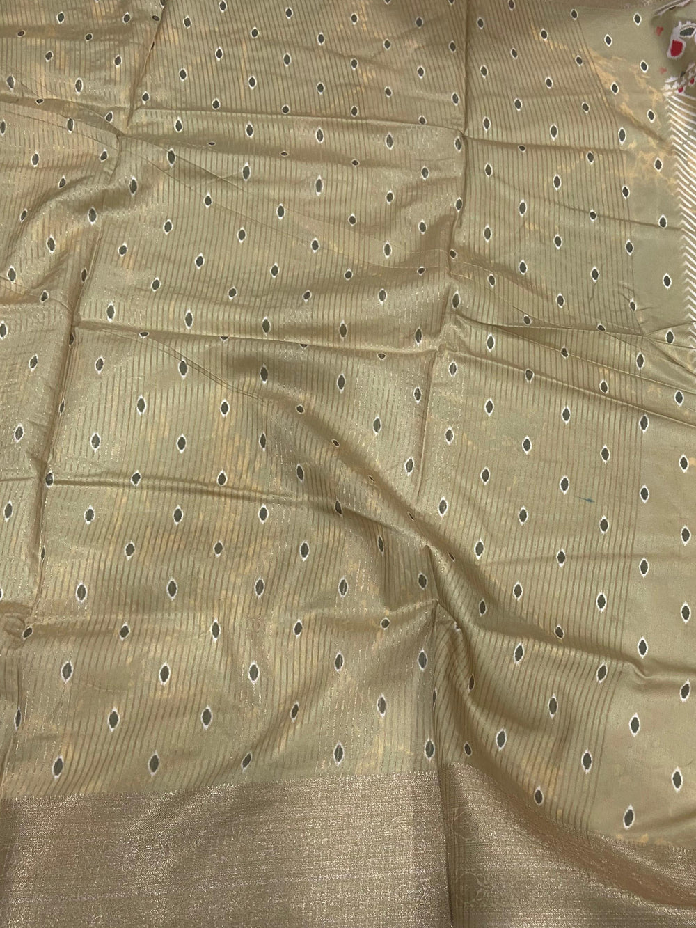 Olive Zig Zag Kalamkari Kanchi Silk Saree