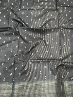 Grey Zig Zag Kalamkari Kanchi Silk Saree