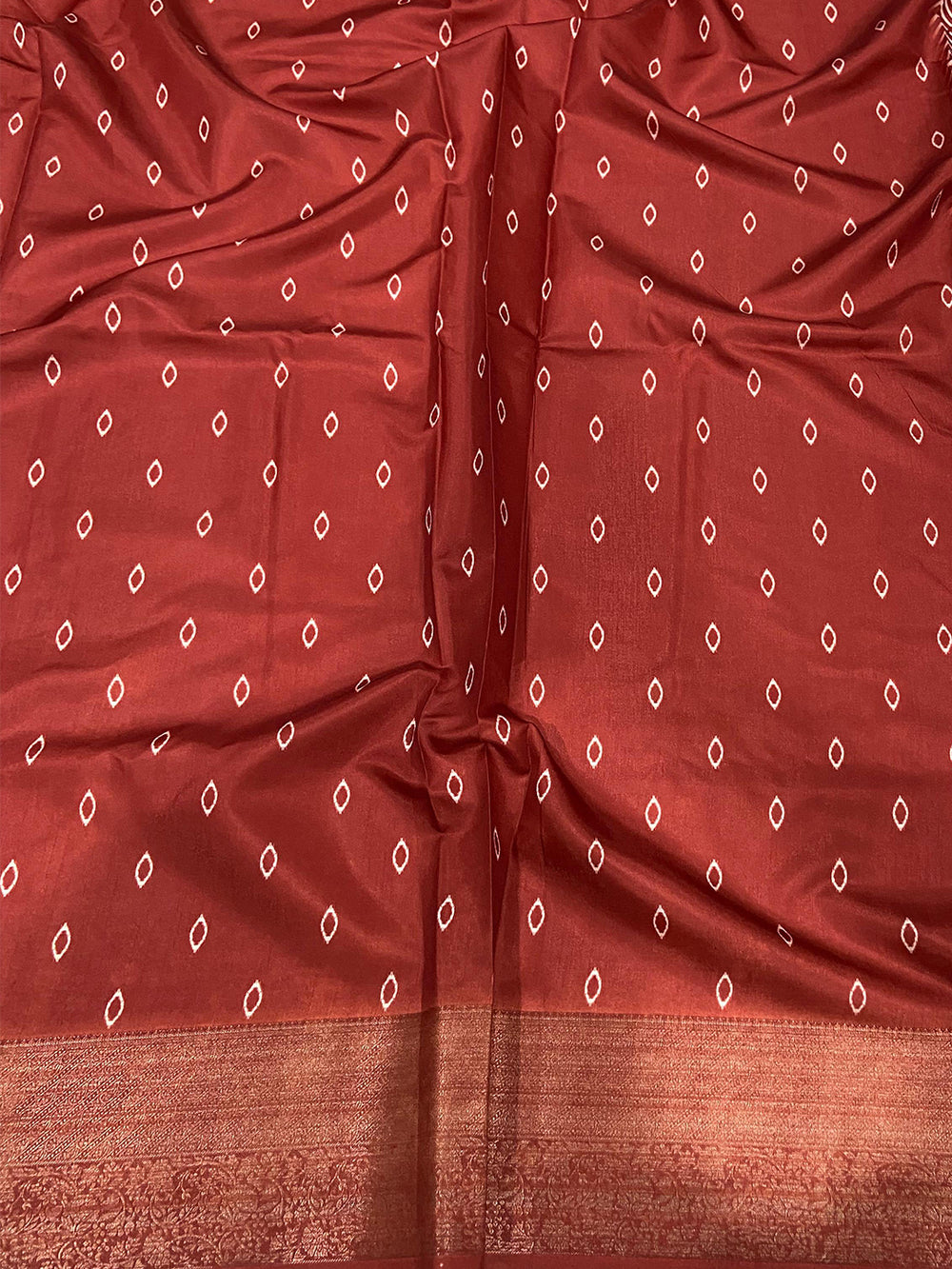 Rose Red Zig Zag Kalamkari Kanchi Silk Saree