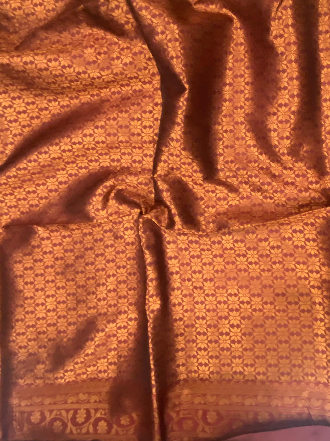 Tan Brown Tussar Silk Zari Weaving Ikkat Saree

