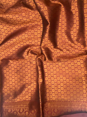 Tan Brown Tussar Silk Zari Weaving Ikkat Saree


