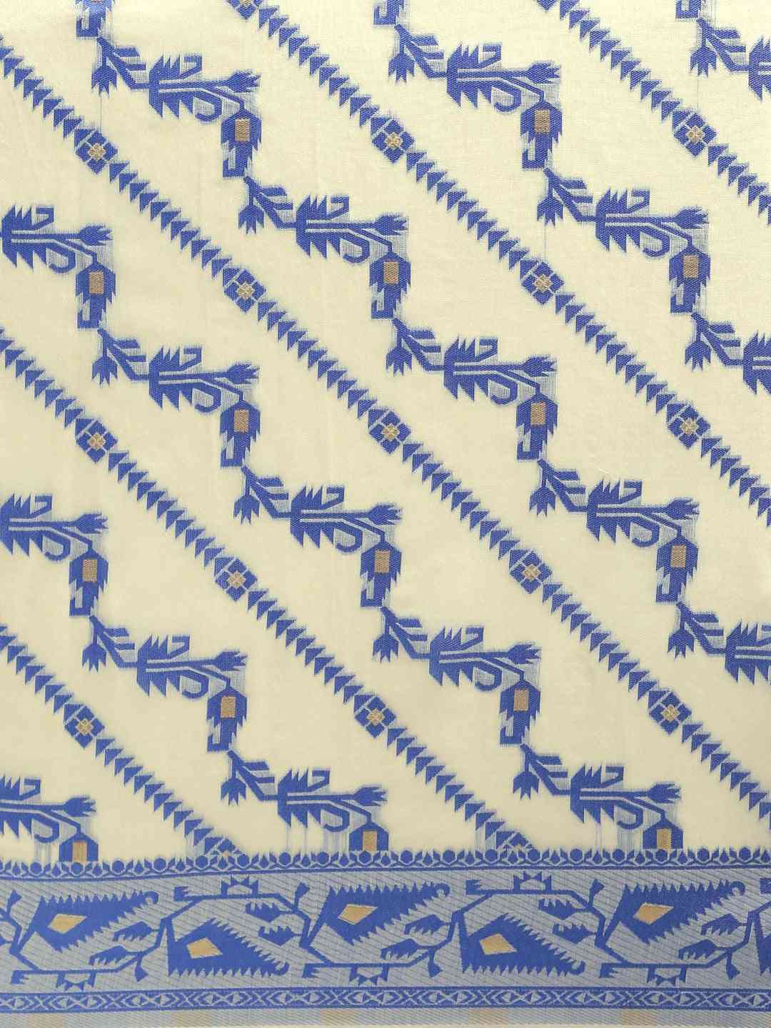  Jamdani Blue Colour Silk Cotton Saree