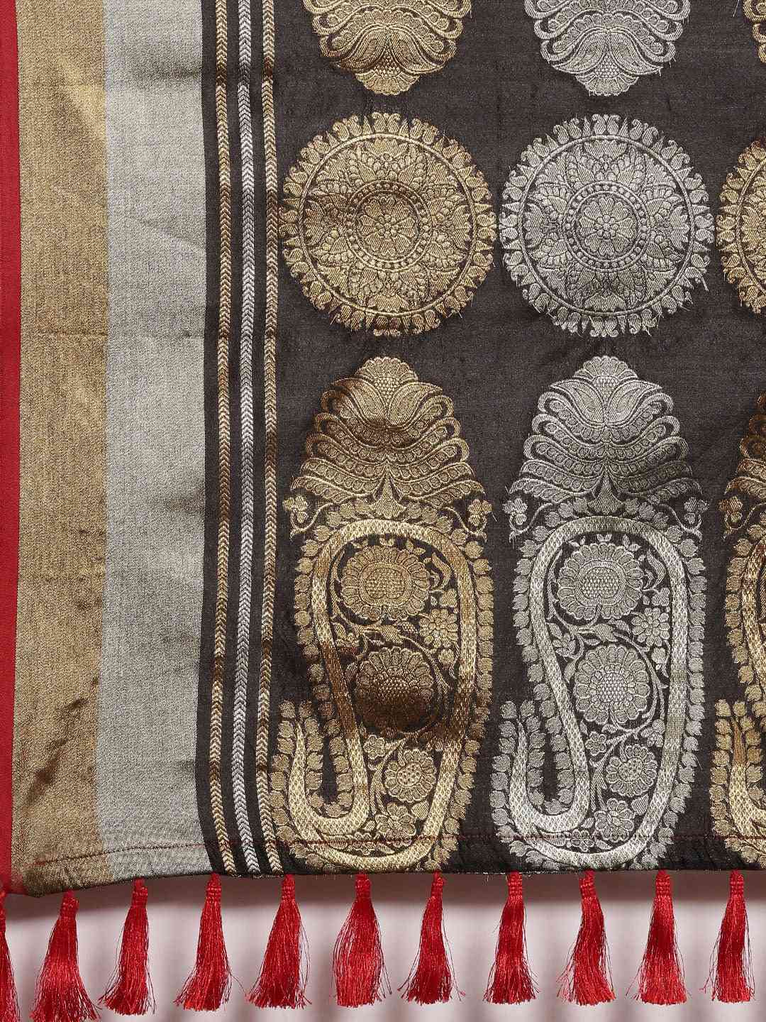 Kanjivaram Black Colour Woven Design Silk Saree