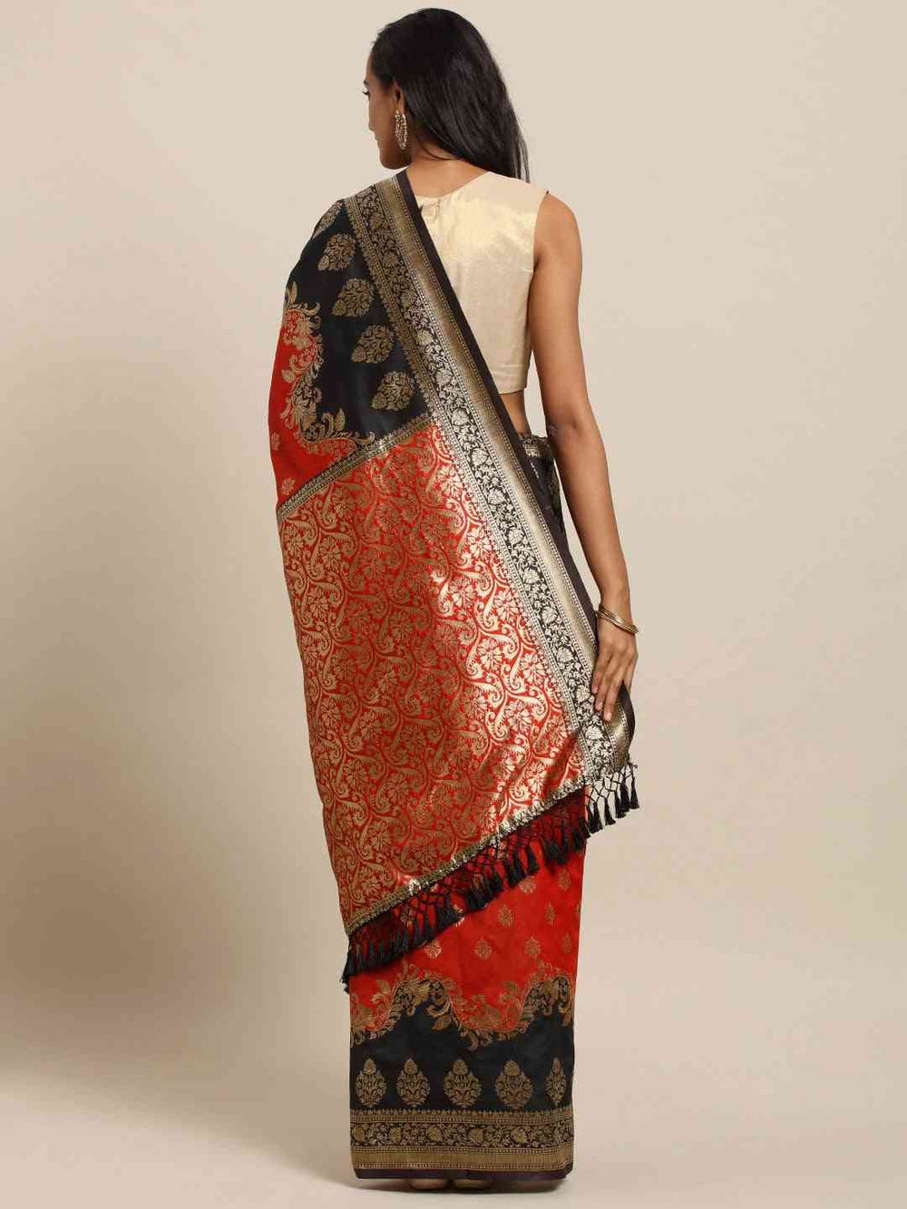 Exclusive Banarasi Red Colour Ethnic Motifs Silk Zari Saree