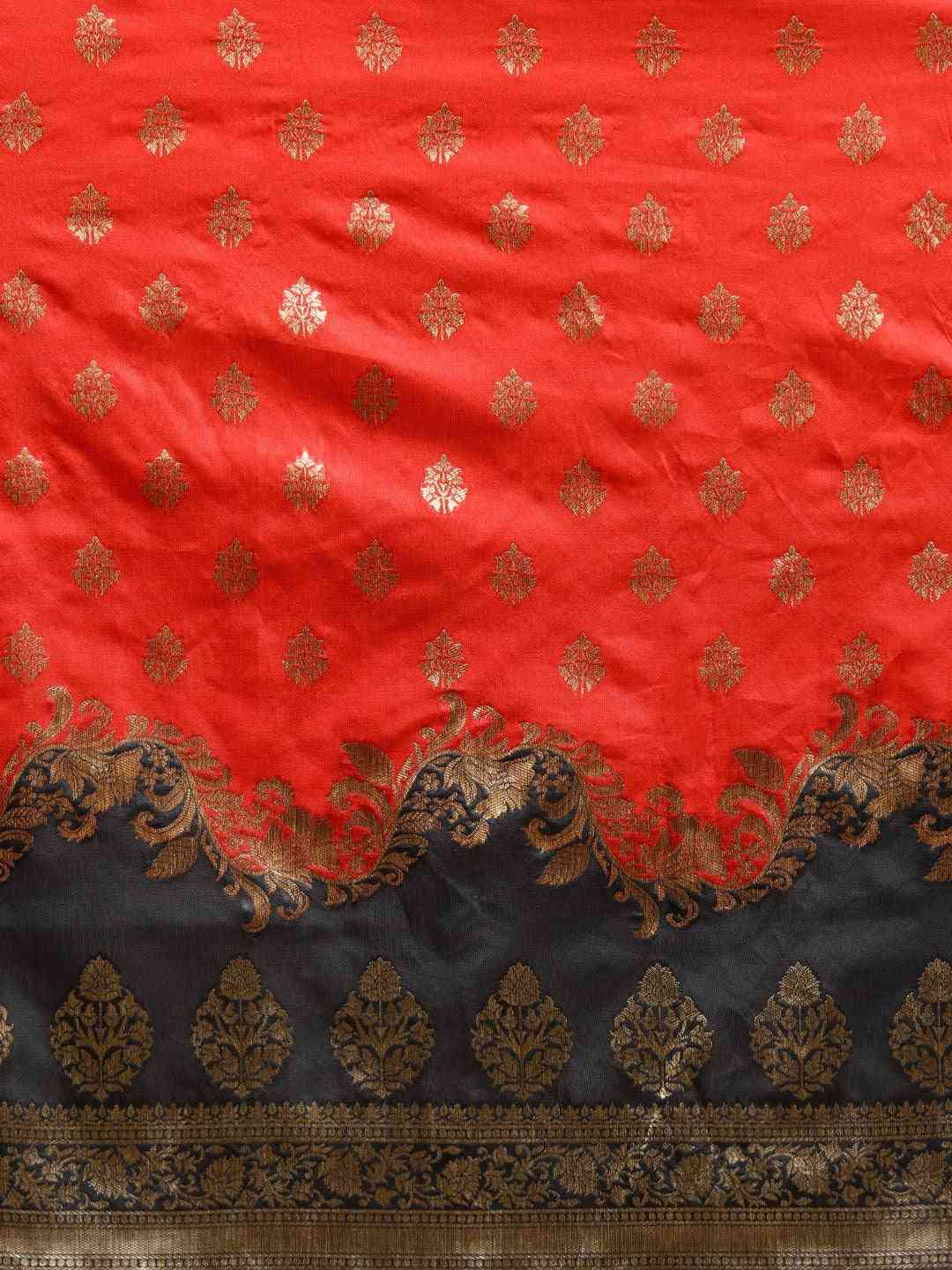 Exclusive Banarasi Red Colour Ethnic Motifs Silk Zari Saree