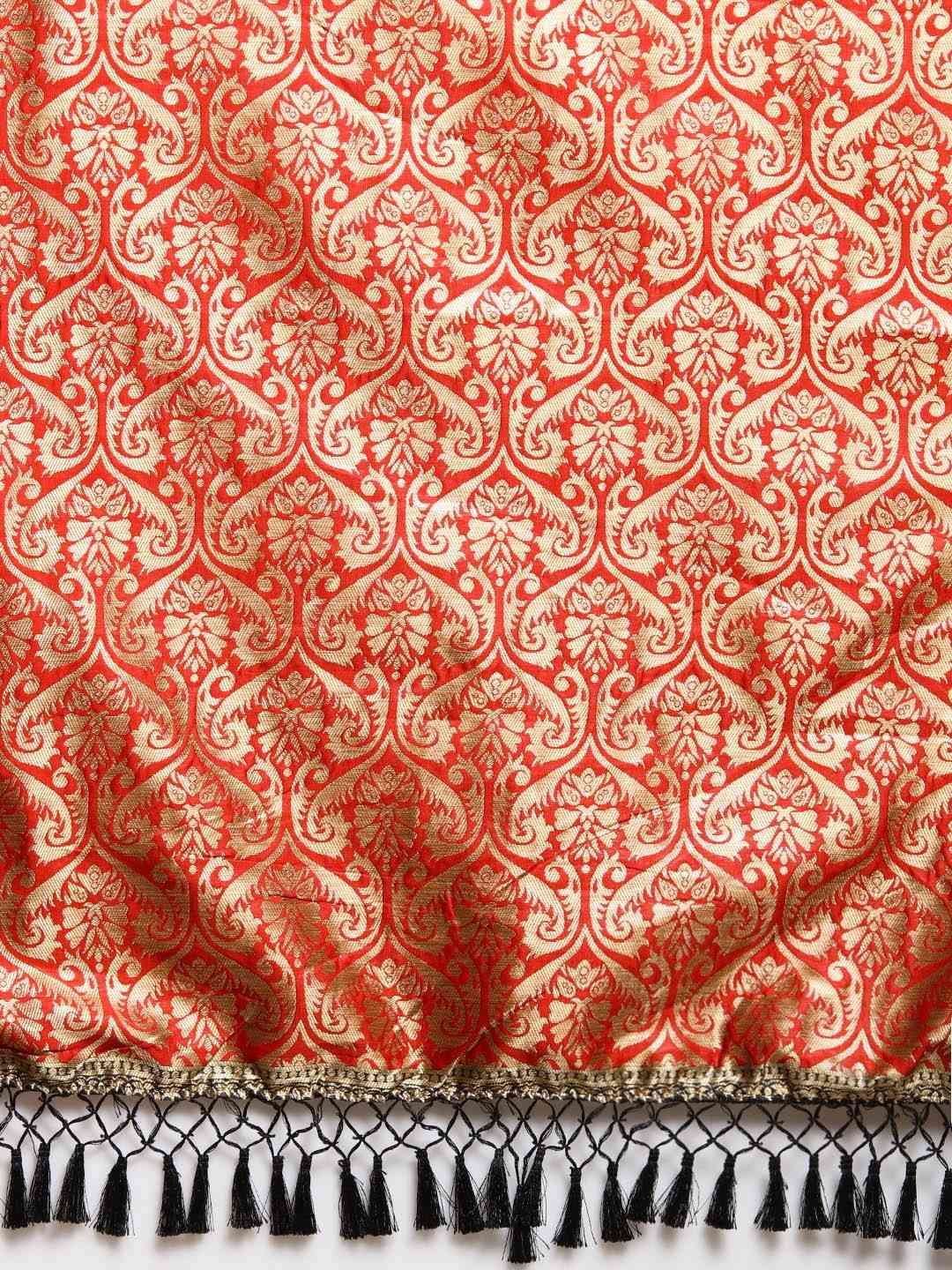 Exclusive Banarasi Red Colour Ethnic Motifs Silk Zari Saree