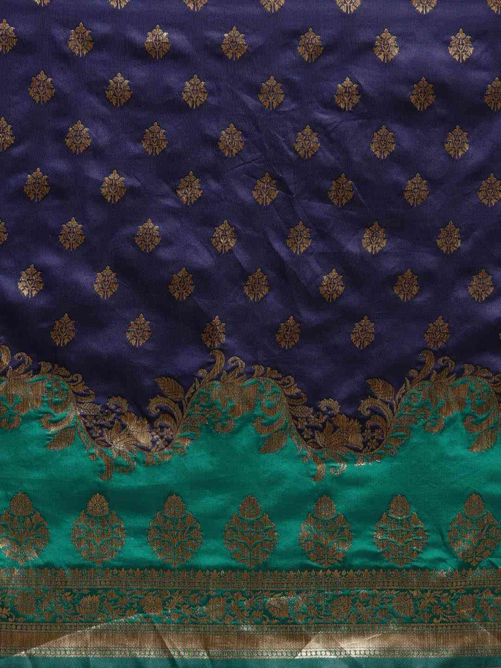 Latest Banarasi Navy Colour Ethnic Motifs Silk Zari Saree