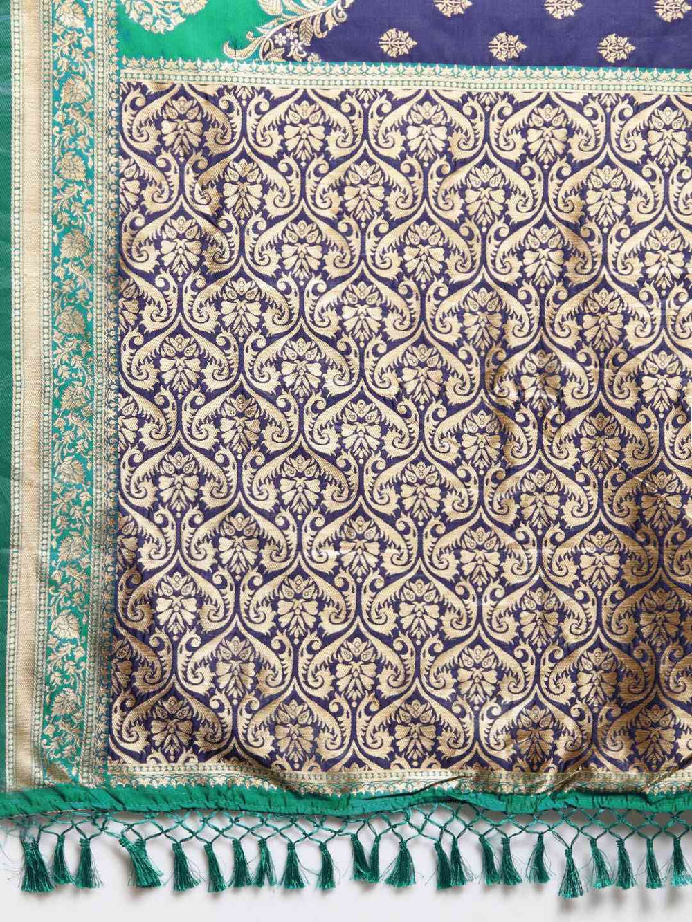 Latest Banarasi Navy Colour Ethnic Motifs Silk Zari Saree