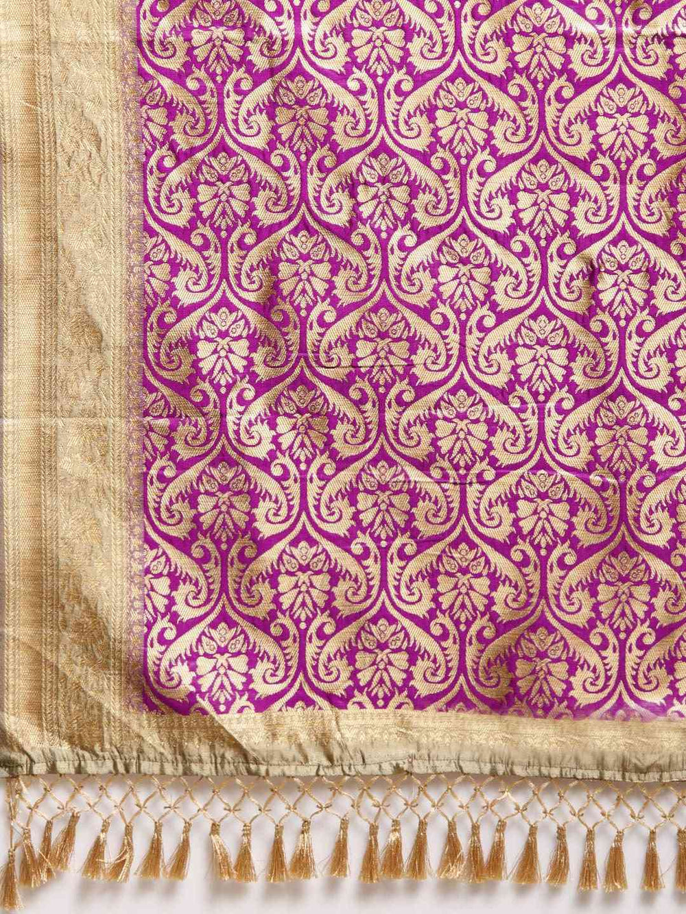 Latest Banarasi Purple Colour Silk Saree with Ethnic Motifs