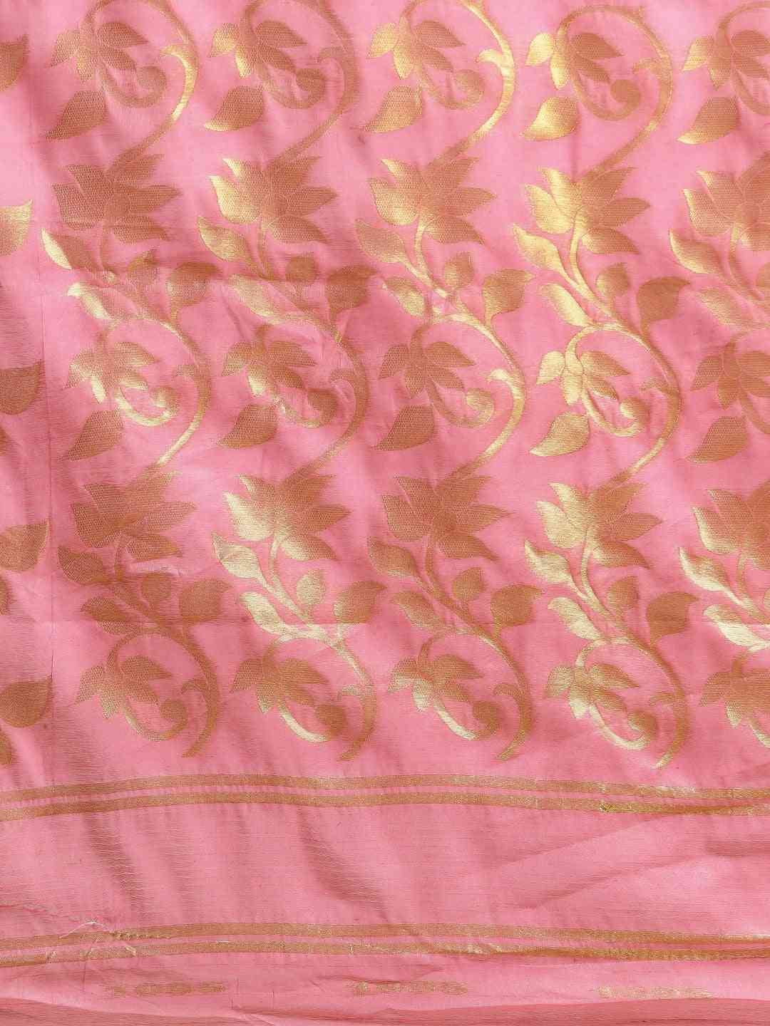  Jamdani Zari Silk Cotton Saree in Pink Colour