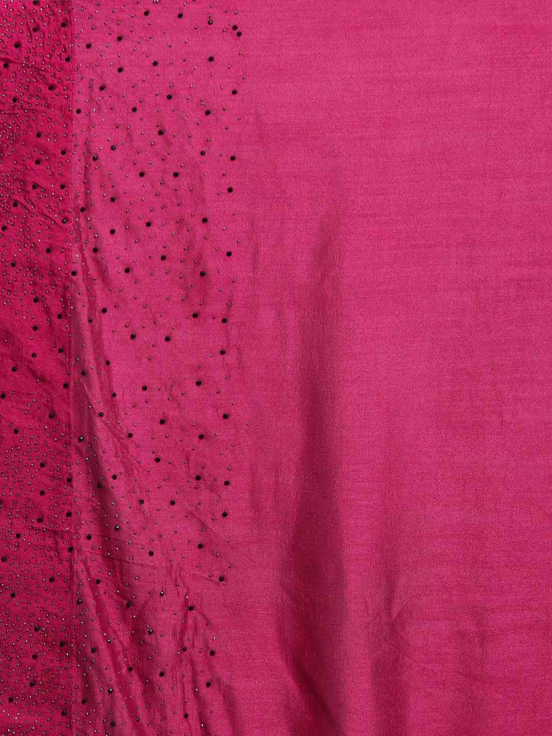 Wine Colour Solid Print With Embellished Border Saree