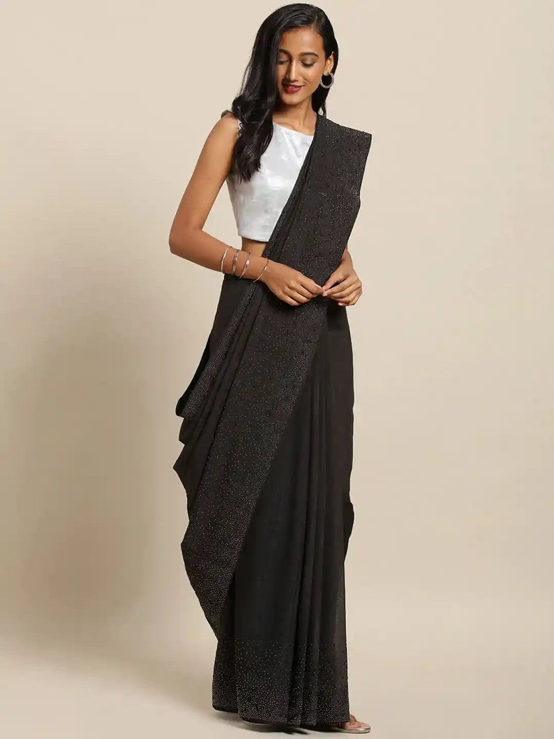 Stylish Black Colour Saree with Embellished Border