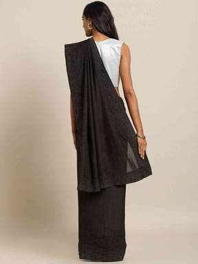 Stylish Black Colour Saree with Embellished Border