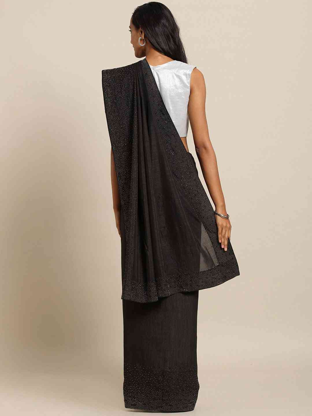 Stylish Black Colour Saree with Embellished Border