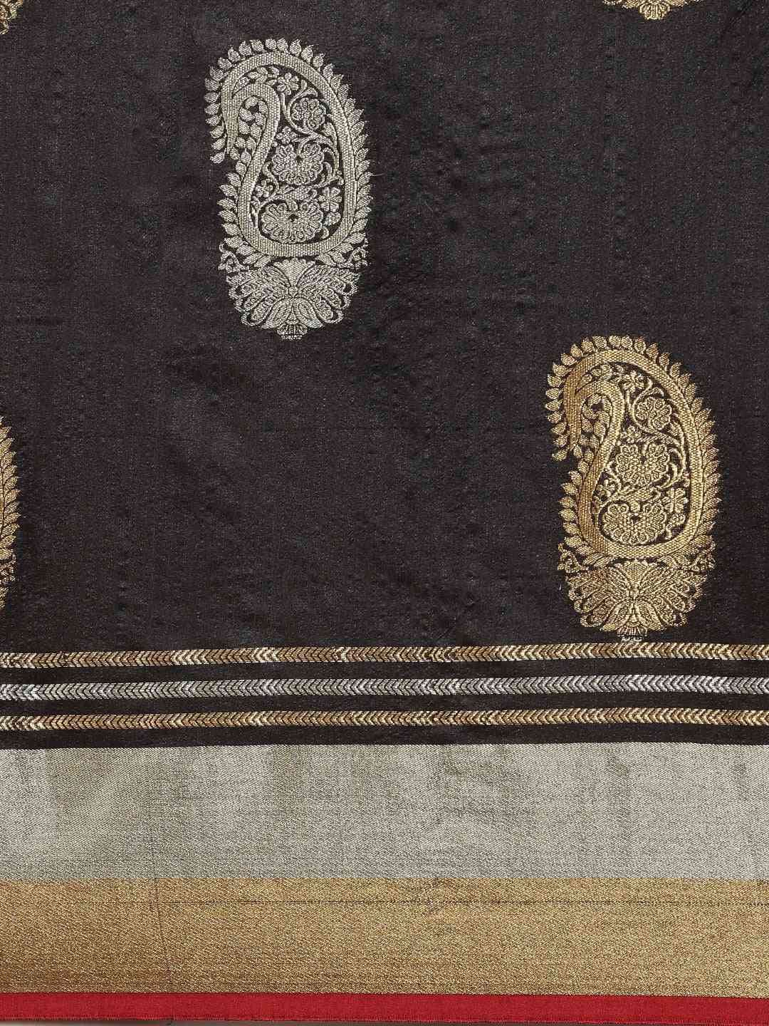  Kanjivaram Black Colour Woven Design Silk Saree