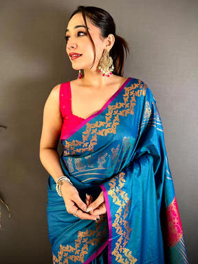 Celebrity Soft Silk Necklace Zari Weaving Saree