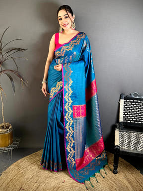 Celebrity Soft Silk Necklace Zari Weaving Saree