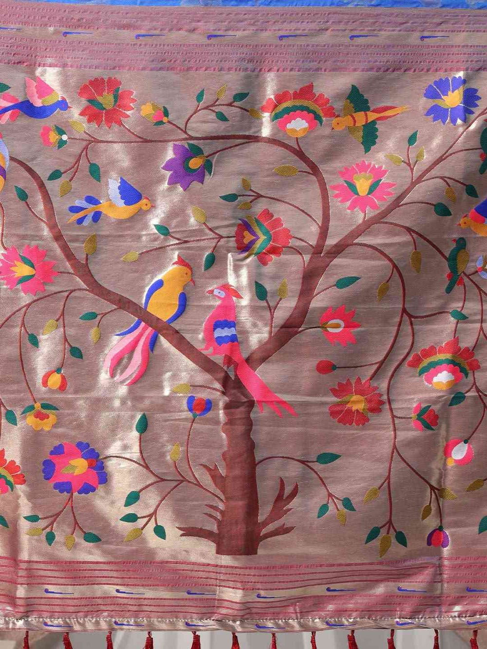  Blue Silk Blend Woven Zari Paithani Saree
