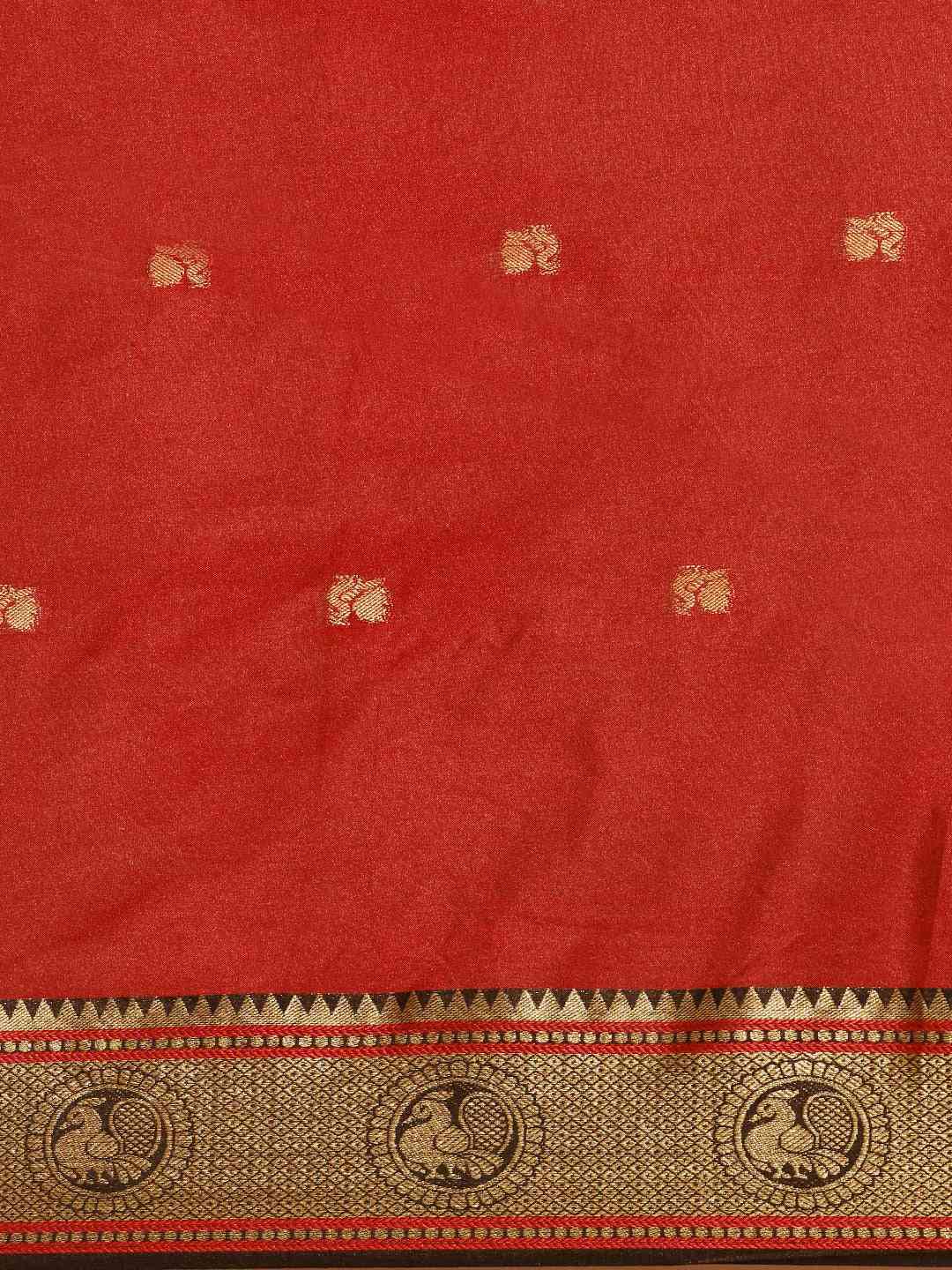 Trendy Red Zari Silk Cotton Paithani Saree