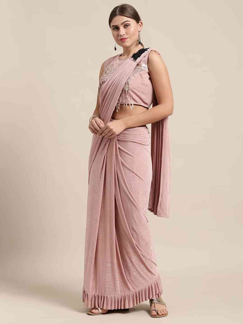 Stylish Viscose Rayon Mauve Colour Solid Saree Party Wear Saree
