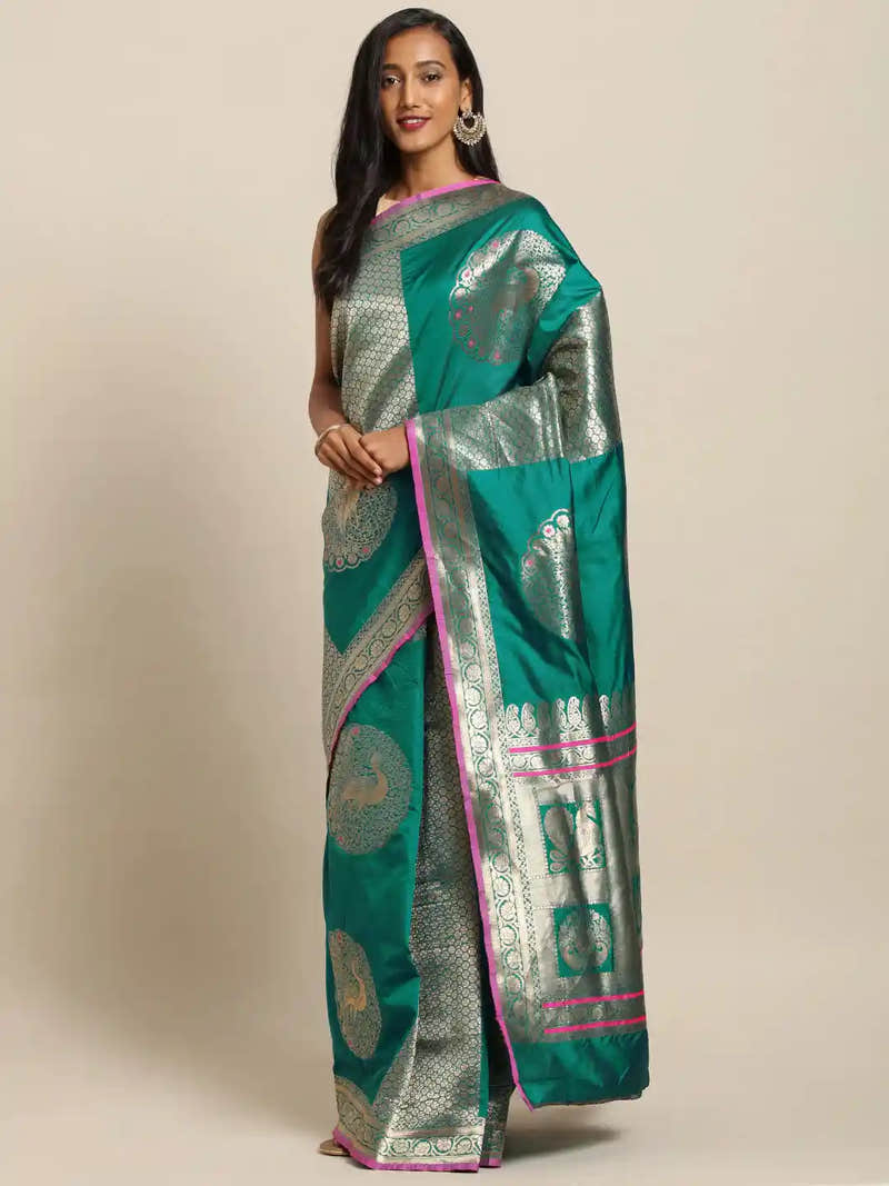 Banarasi Rama Colour Silk Woven Design Saree