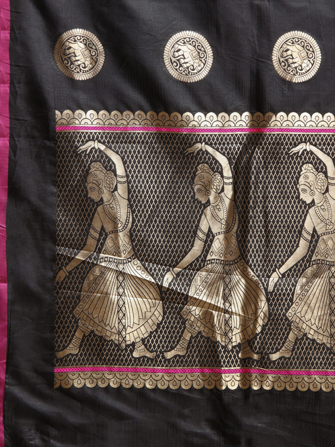 Kanjivaram Black Colour Silk Blend Woven Design Saree