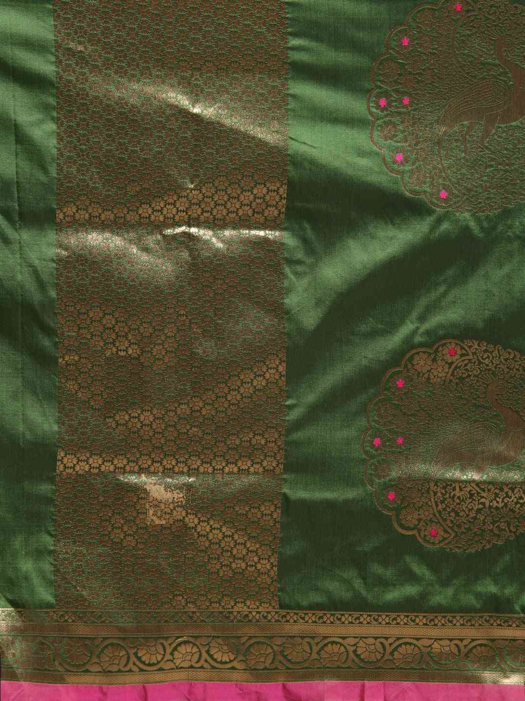  Kanjivaram Bottle Green Silk Saree