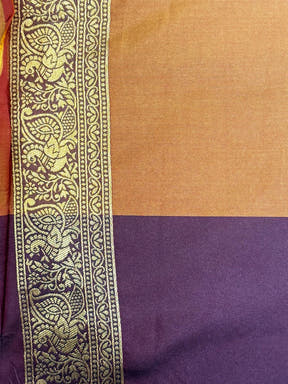 Mustard Banarasi Zari Tissue Gadwal Border Saree - view 6