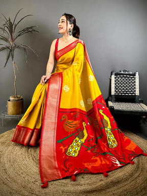 Mustard Soft Dola Shibori Print Saree