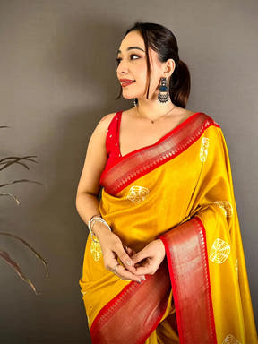 Mustard Soft Dola Shibori Print Saree