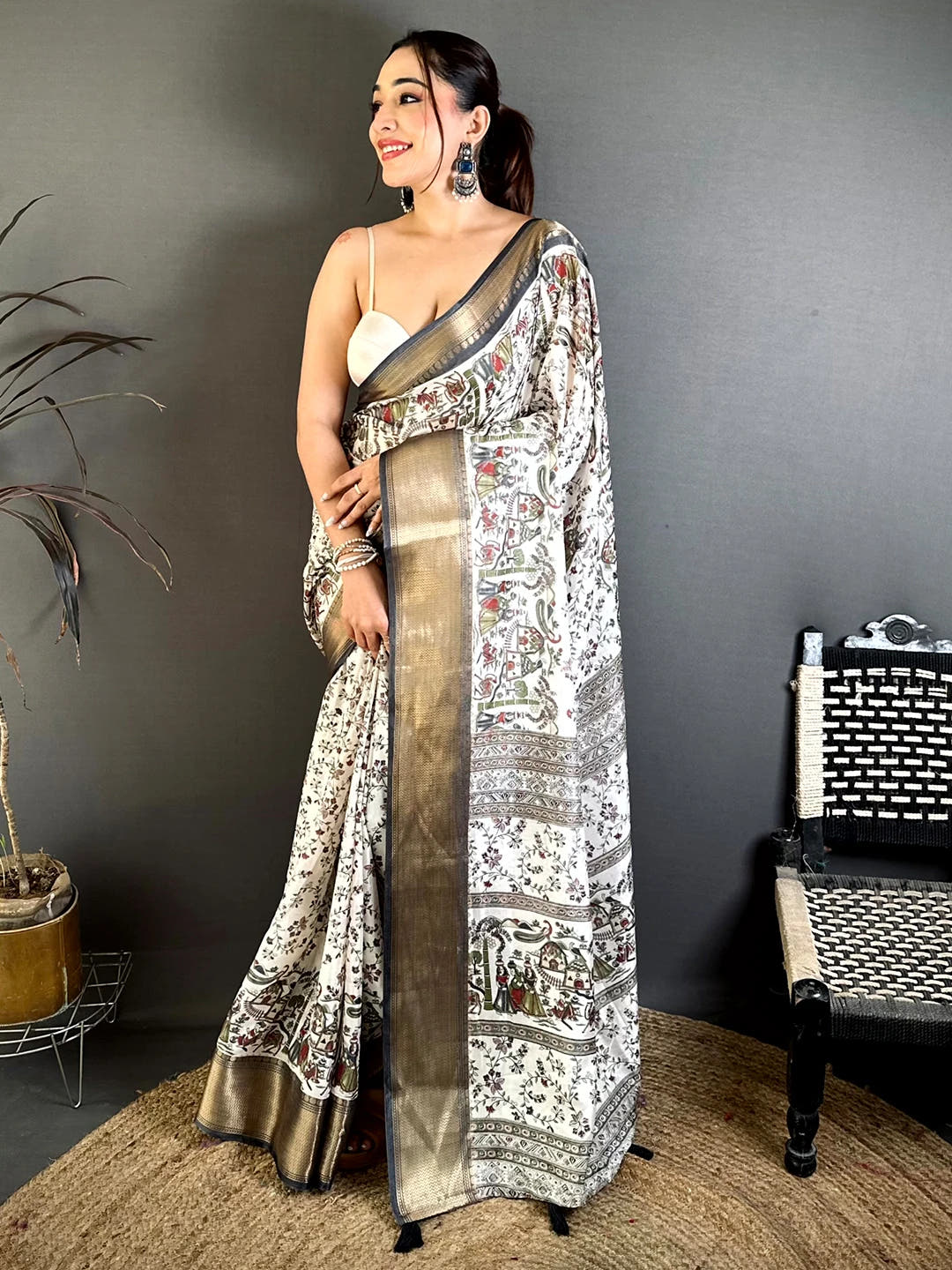 Opulent Soft Dola Madhubani Print Saree - view 4