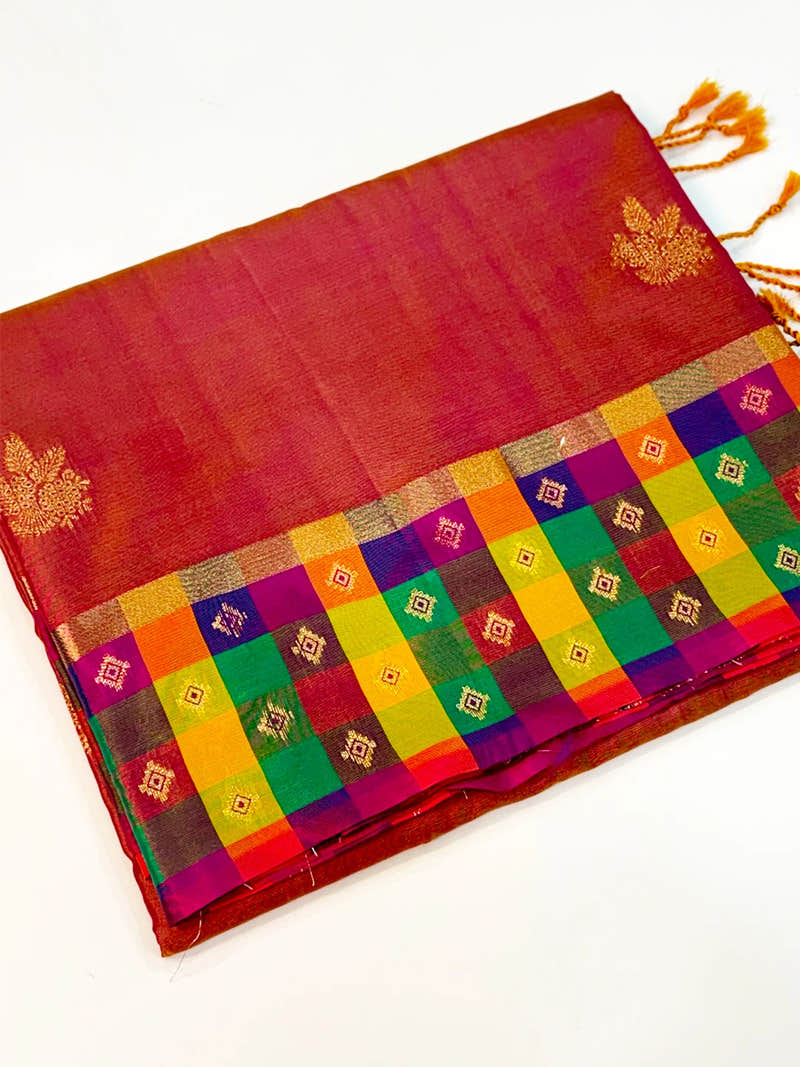 Maroon Soft Silk Paalum Pazhamum Border Saree