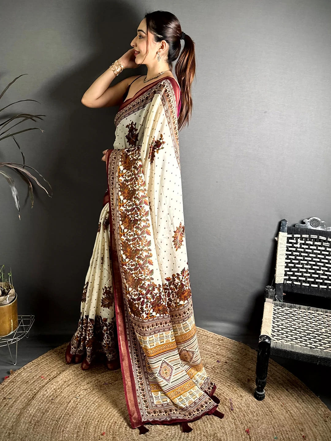 Radiant Mul Cotton Kalamkari Print Saree