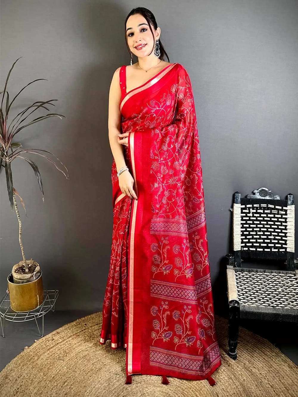 Red Soft Kota Doriya Satin Border Saree