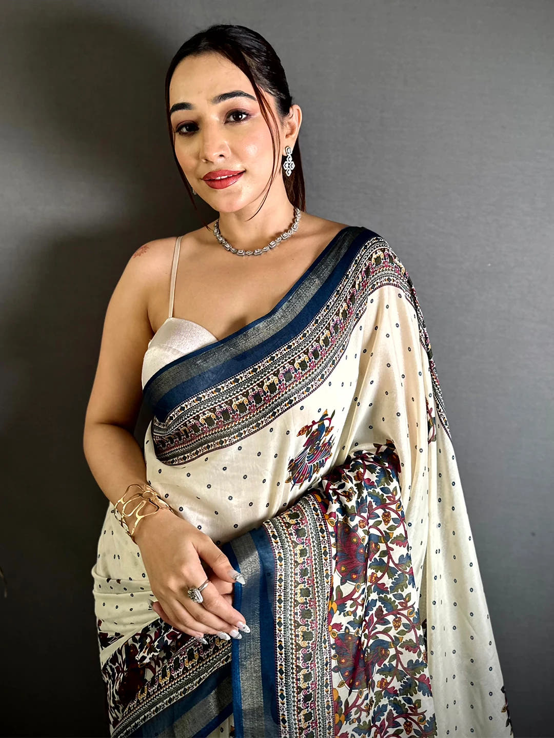 Stylish Mul Cotton Kalamkari Print Saree